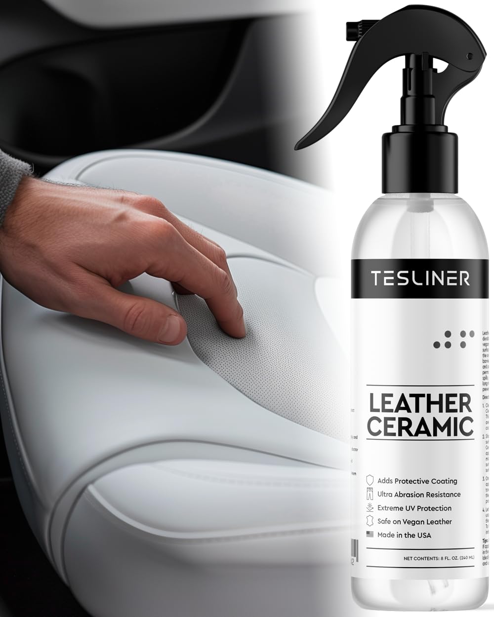 TesLiner Tesla Leather Ceramic Coating bottle pour for easy protection