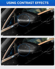 TESLAUNCH color swatch near Mercedes paint for accuracy verification.