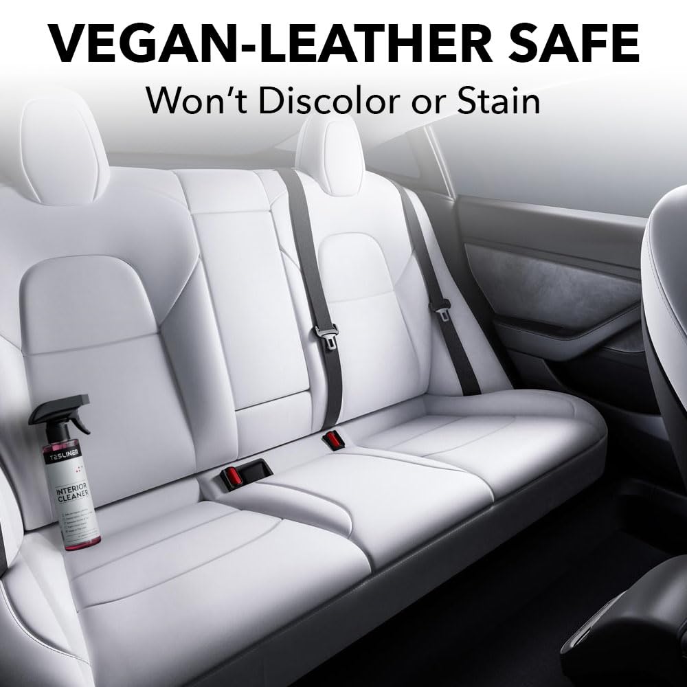 TesLiner vegan leather cleaner fixes stains with a streak-free finish