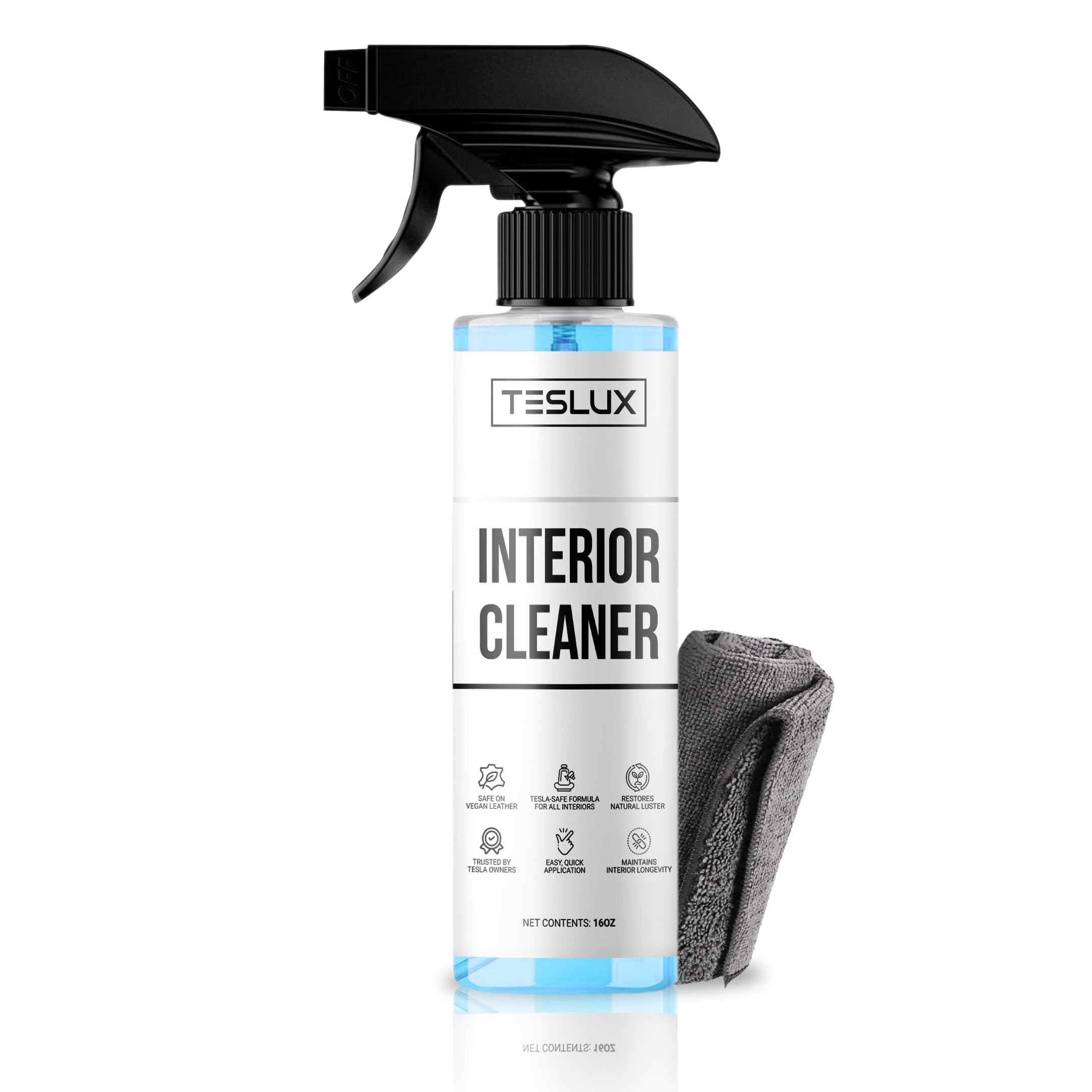 TesLux vegan leather close-up, highlighting safe cleaning and residue-free result.