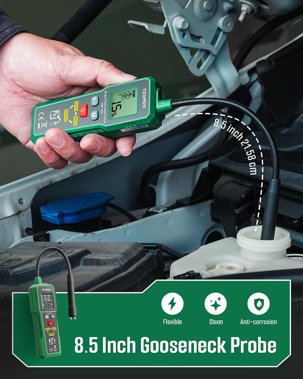 TESMEN TBF-300 gooseneck probe 8-5inch enabling flexible angles during testing