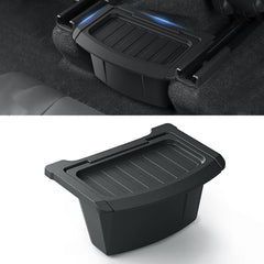 Tesnical rear center storage box for Model Y Juniper, organized space for essentials.