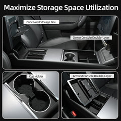 Tespace dual-layer armrest for Model 3 Highland stores valuables discreetly within reach