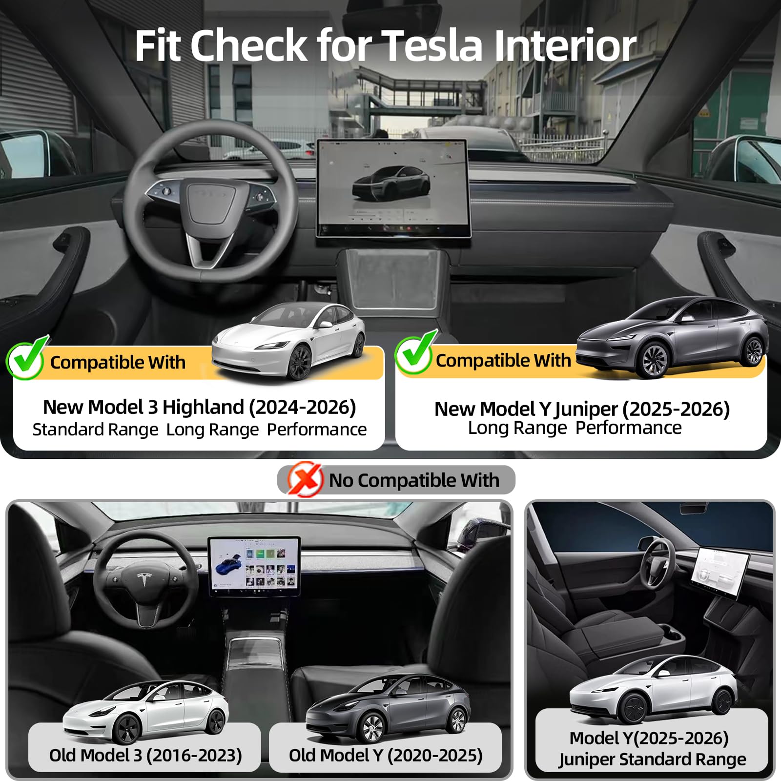 Tespace easy-clean design keeps Model 3 Highland interior tidy daily