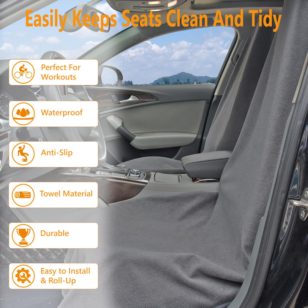 Teuaktty large front-seat cover protects against sweat and spills.