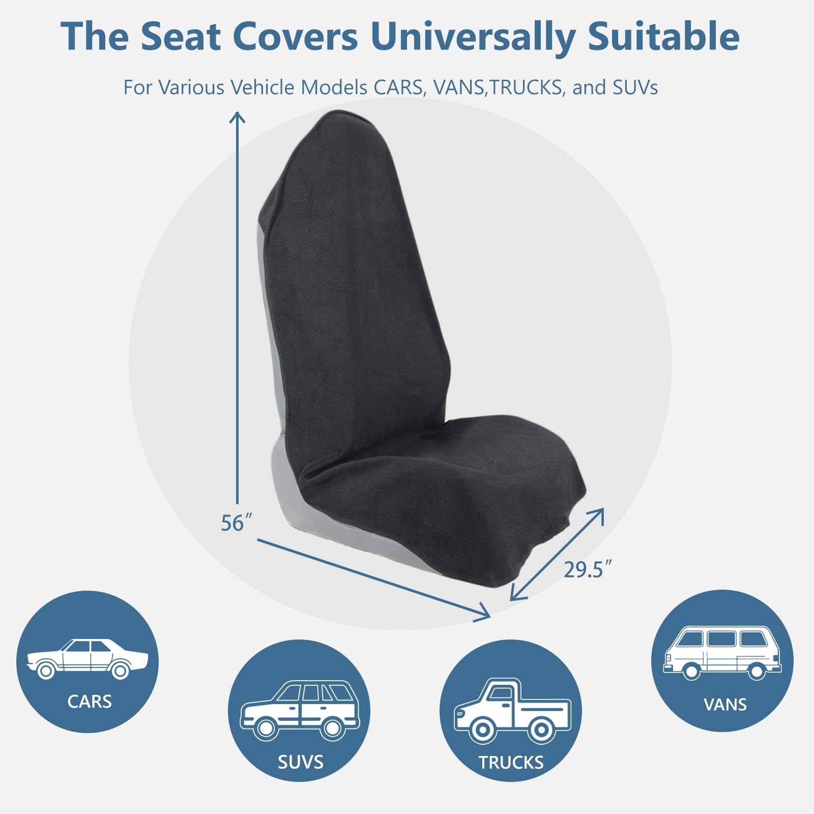 Teuaktty universal-fit towel seat cover with non-slip bottom stays in place during travel