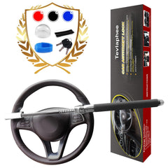 Tevlaphee steering wheel lock securely mounted on the wheel, acting as a strong theft deterrent.