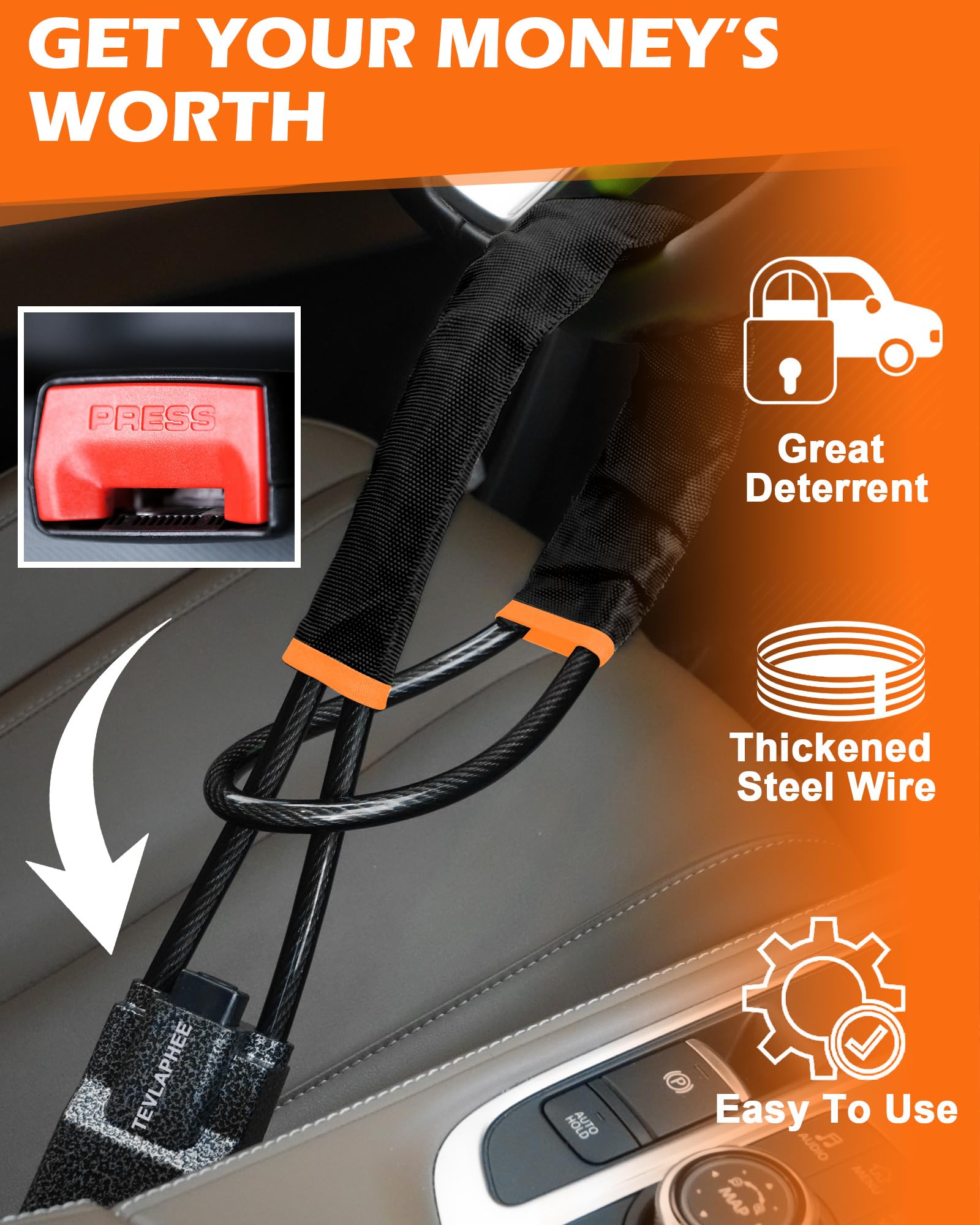 Tevlaphee universal-fit design works with most cars, trucks, and SUVs.