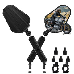 Tewgug adventure mirrors with ball-head for wobble-free rear view on rugged trails.