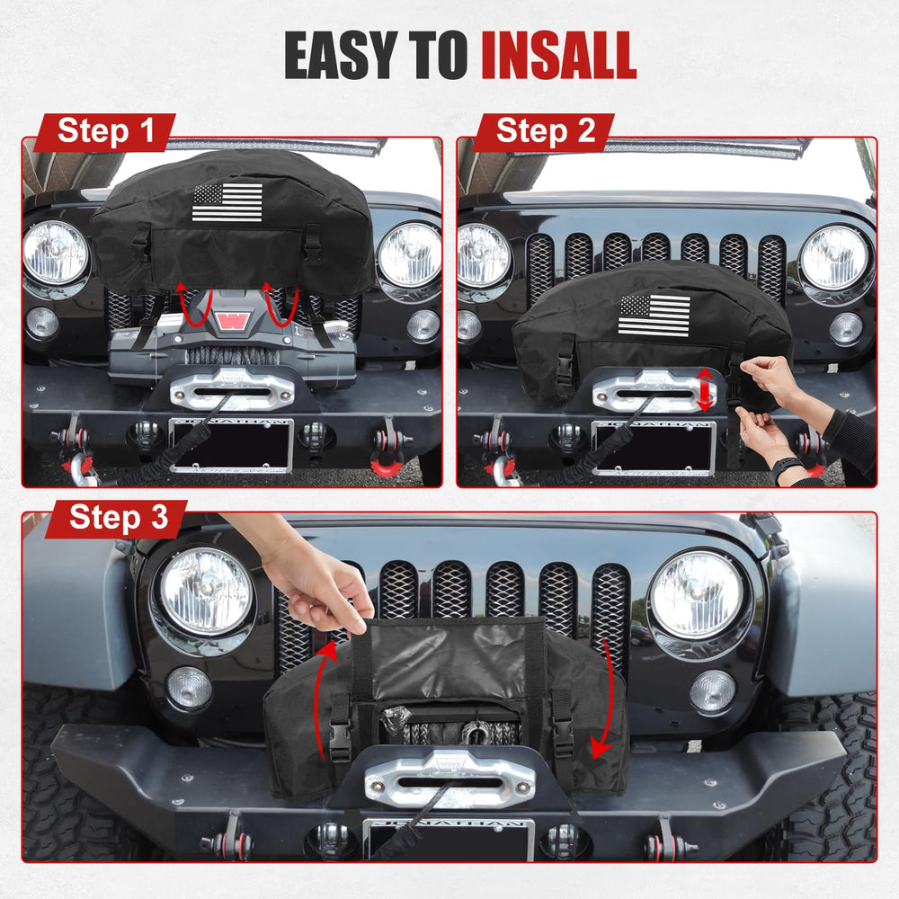 Tewgug GEVINFA winch cover internal webbing edging prevents fraying