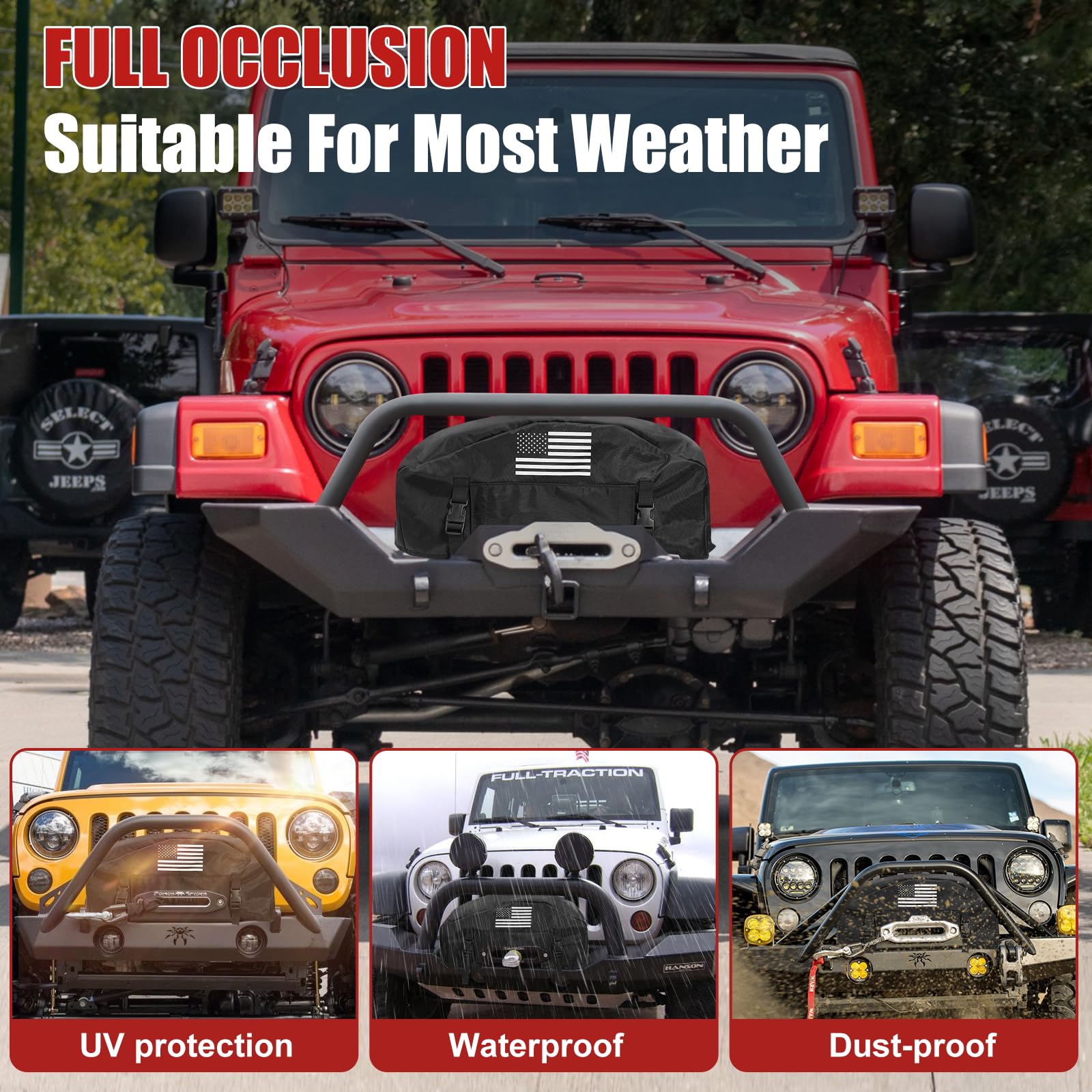 Tewgug GEVINFA winch cover UV resistant fabric guards against sun damage