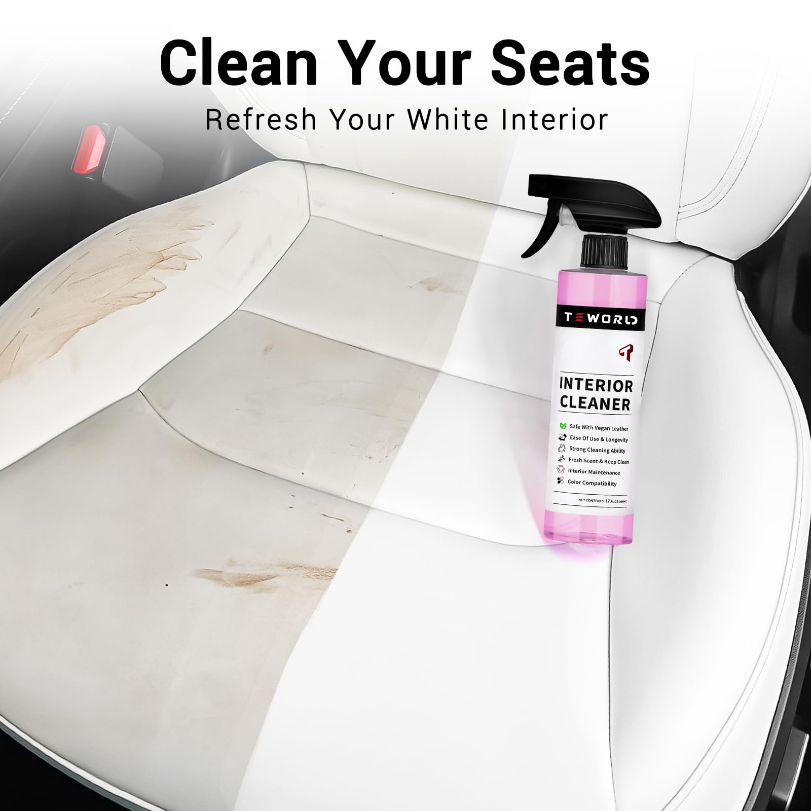 teworld Tesla cleaning cloth application demonstrates wiping dash and consoles clean.