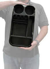 Texas Saddlebags Clutter Catcher drink holders provide easy beverage access.