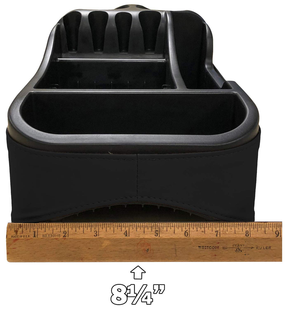 Texas Saddlebags Clutter Catcher open compartments keep cups and small items organized.
