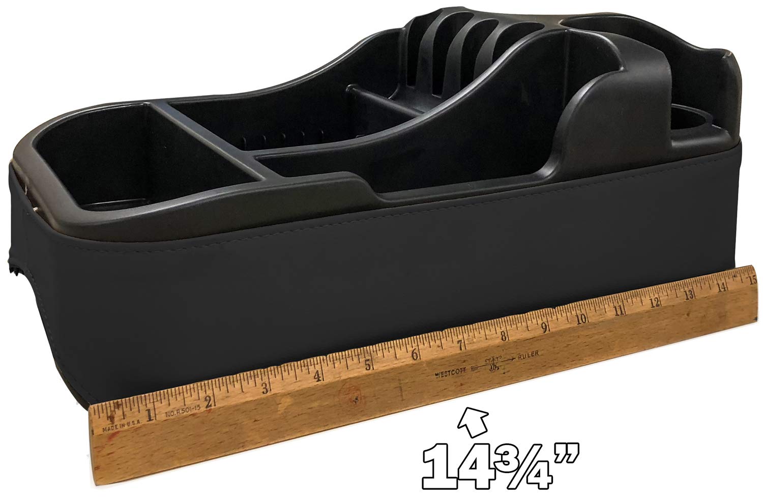 Texas Saddlebags Clutter Catcher side view demonstrates compact fit for crowded cabins.