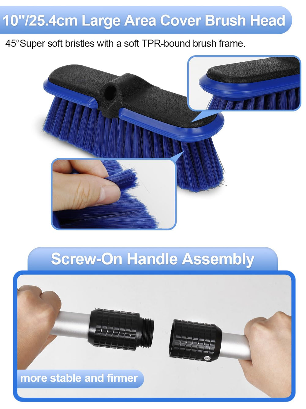 TEYOUAI car wash brush PBT bristles resist shedding for a smooth finish.