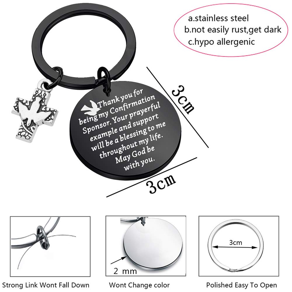 TGBJE Christian faith keychain for Godparents, durable daily wear.
