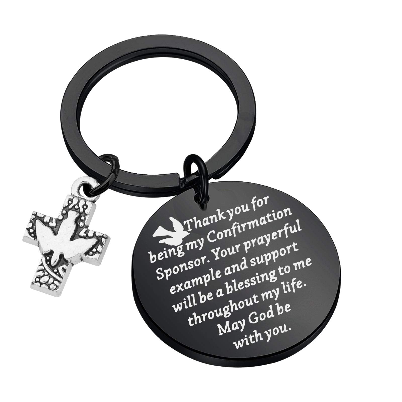 TGBJE Confirmation Sponsor Keychain with hand-stamped gratitude message.