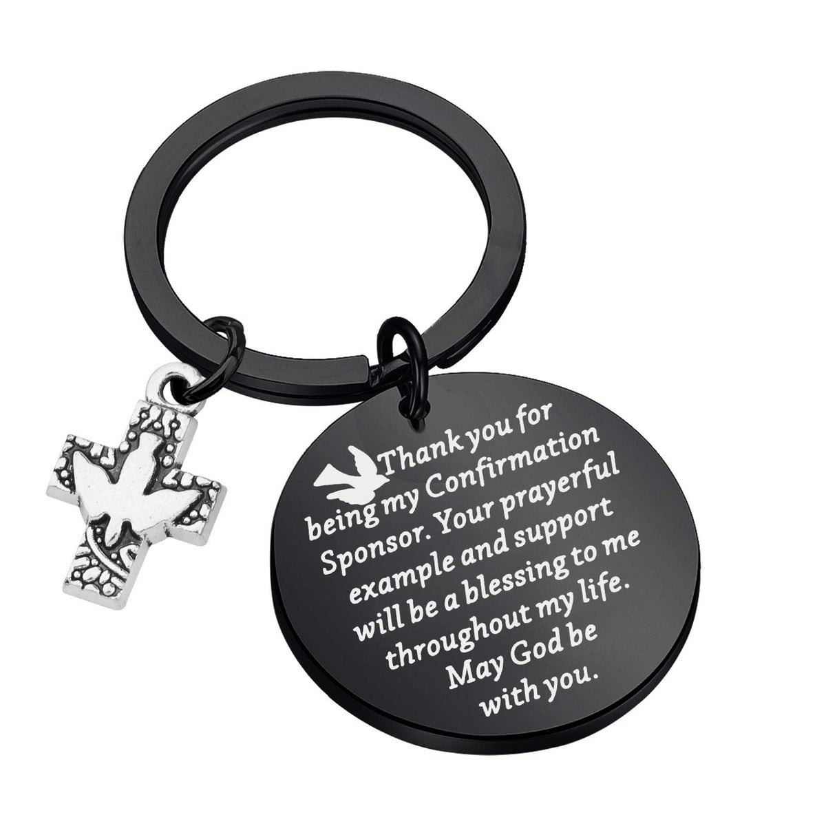 TGBJE Confirmation Sponsor Keychain with hand-stamped gratitude message.