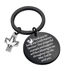 TGBJE Confirmation Sponsor Keychain with hand-stamped gratitude message.