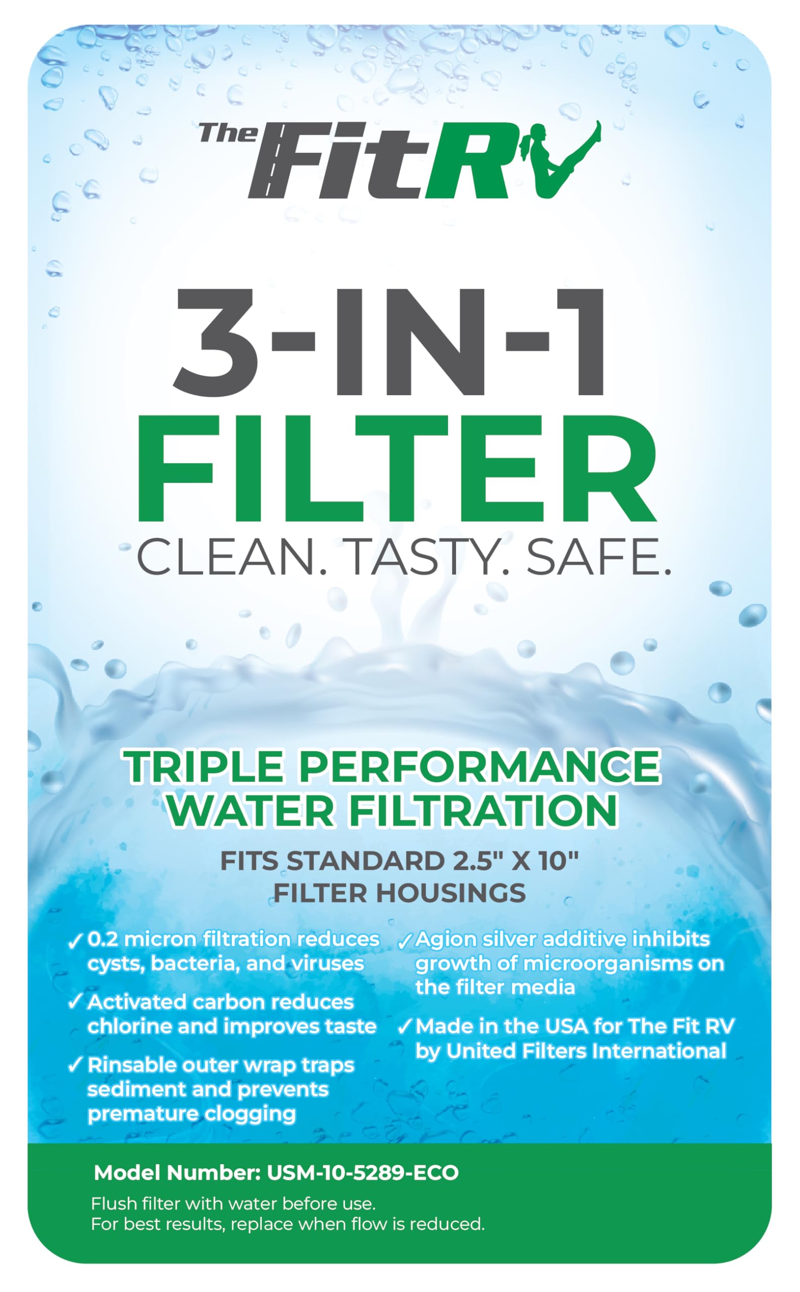 The Fit RV 0.2-micron filtration targets fine contaminants in RV water.