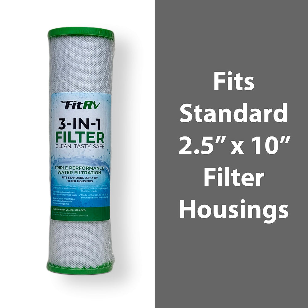 The Fit RV activated carbon stage reduces chlorine for better taste.
