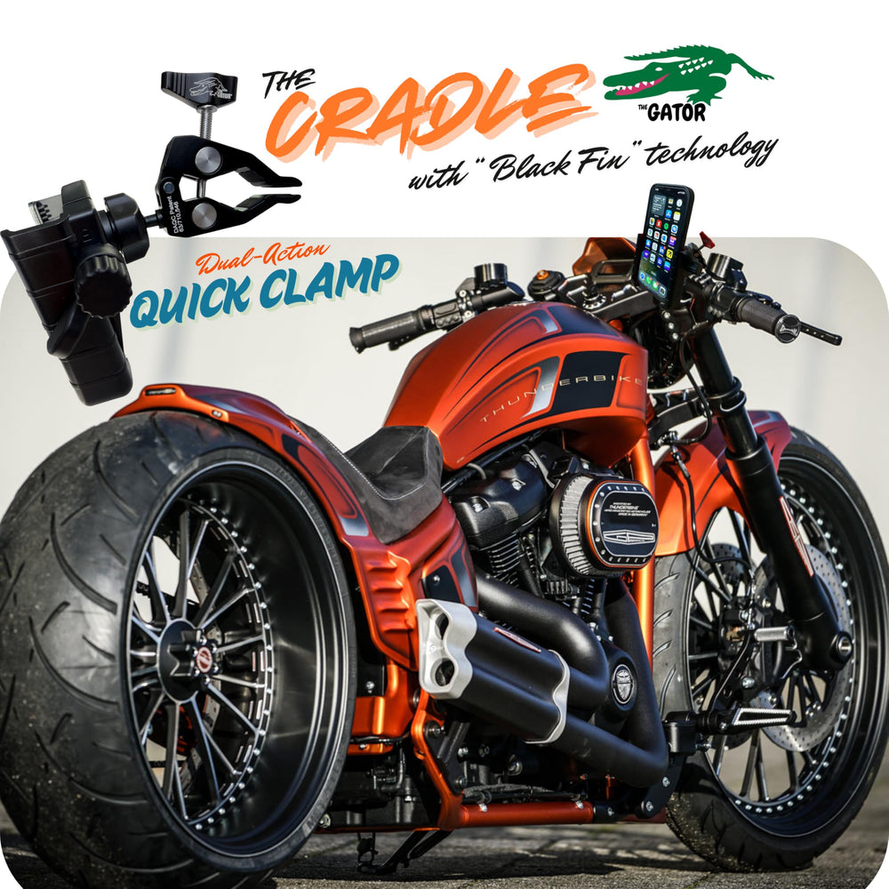 THE GATOR cradle for heavy-duty use keeps phones steady on rugged terrains.