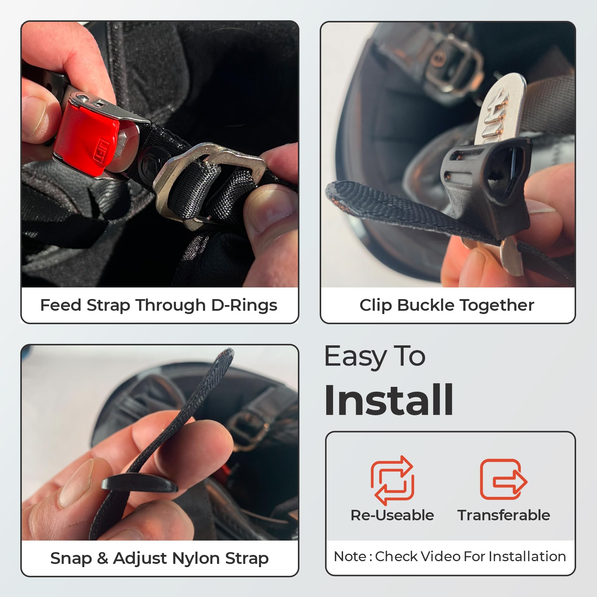 The Helmet Shop D-ring compatibility ensuring secure fit on many helmets