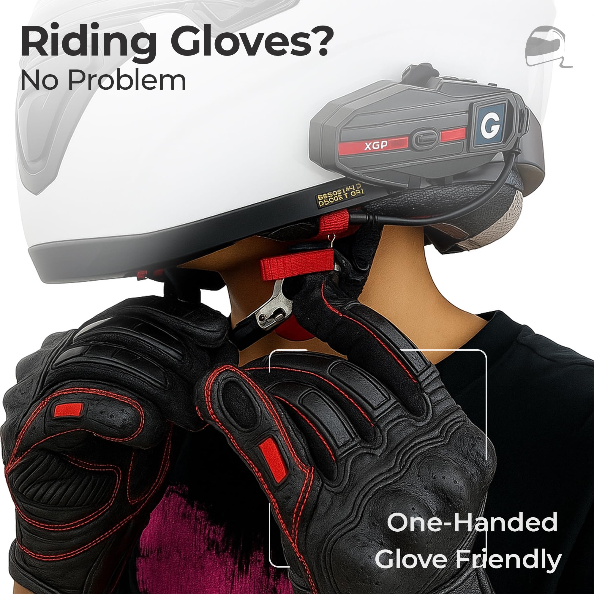 The Helmet Shop glove-friendly ratchet buckle enables smooth operation