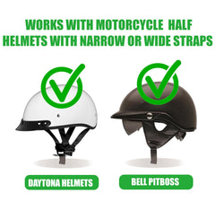 The Helmet Shop padded perforated speaker cut-out enhances clarity at highway speeds.