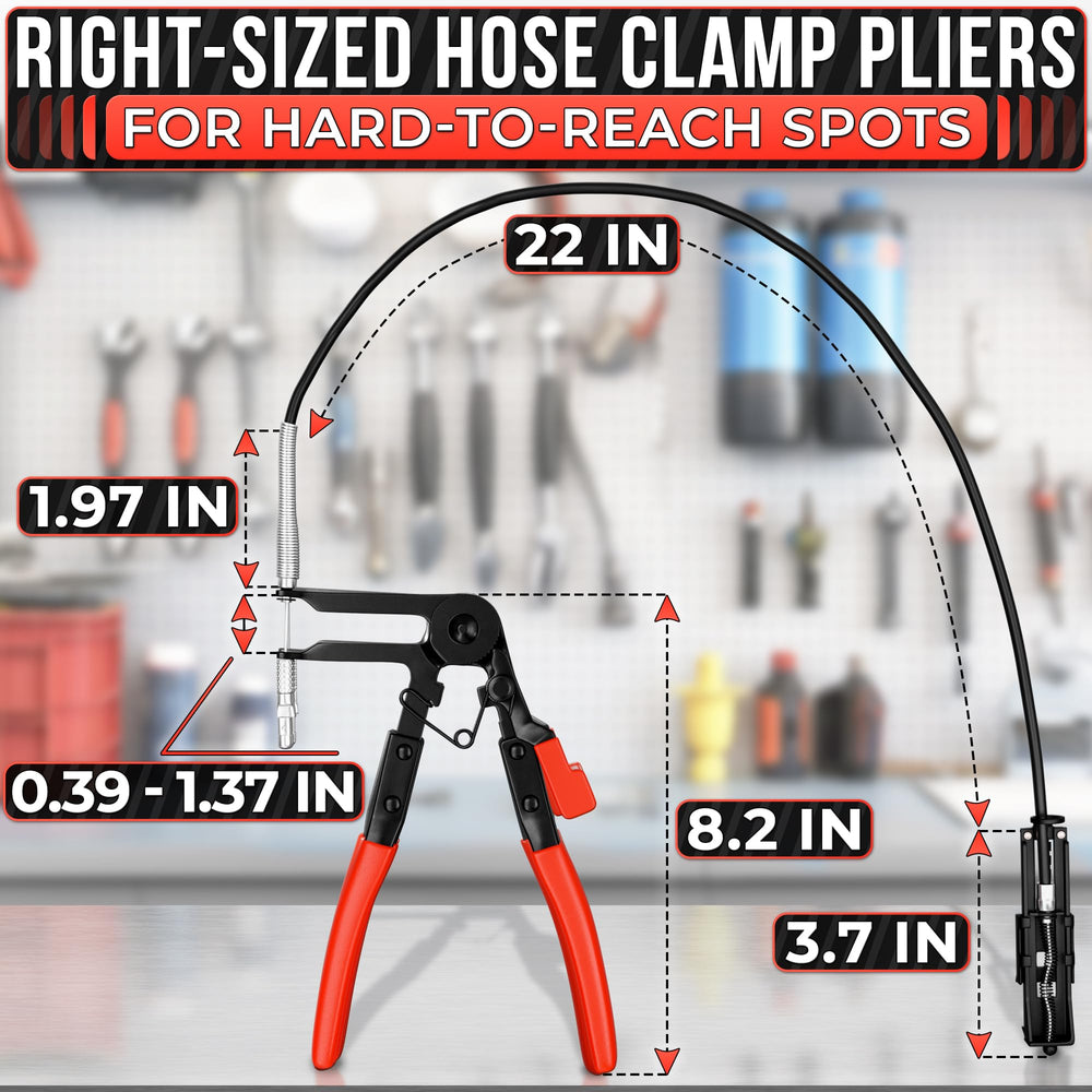 The Little Green Change radiator hose clamp pliers featuring ratchet lock for secure operation