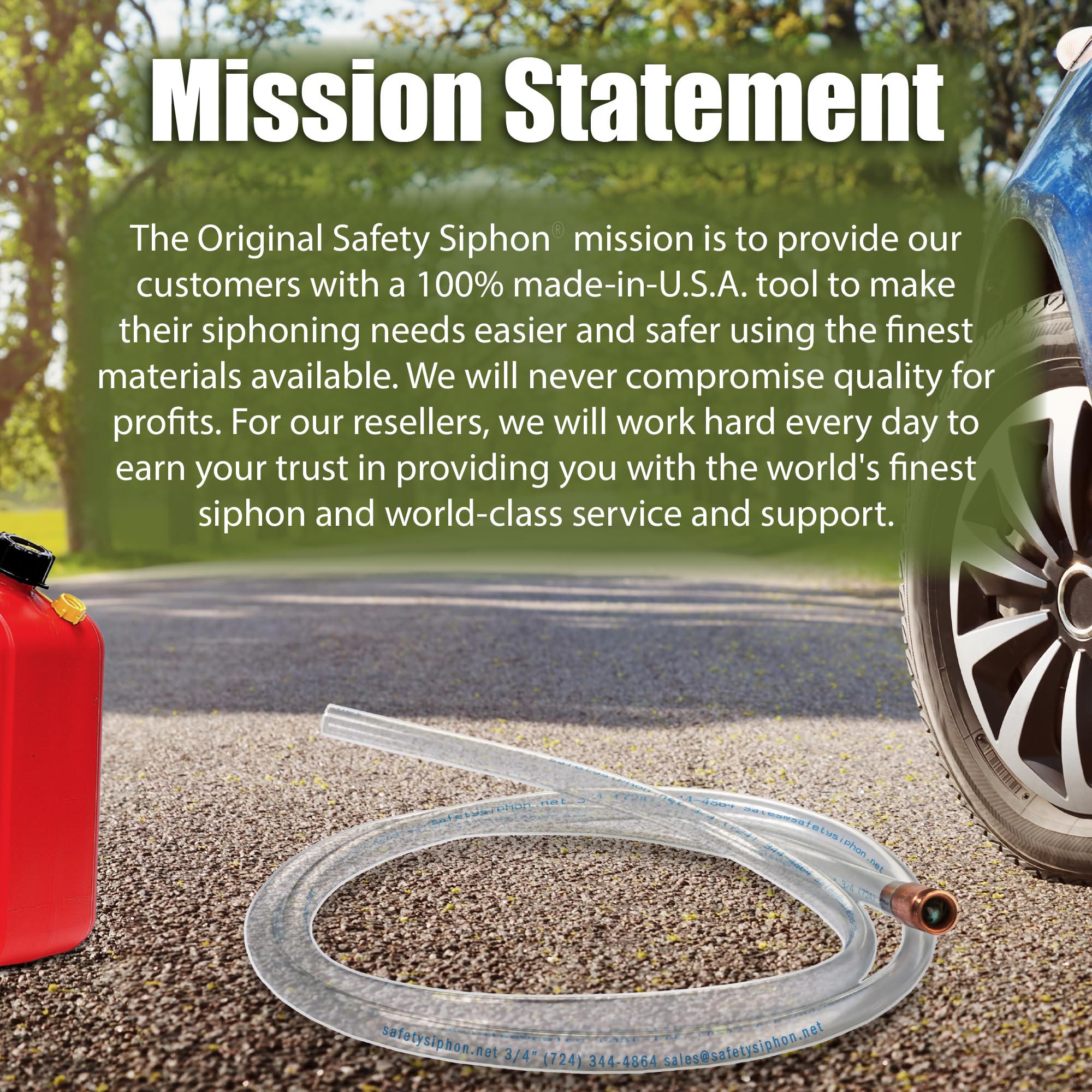 The Original Safety Siphon in use on a boat or mower demonstrates versatility.