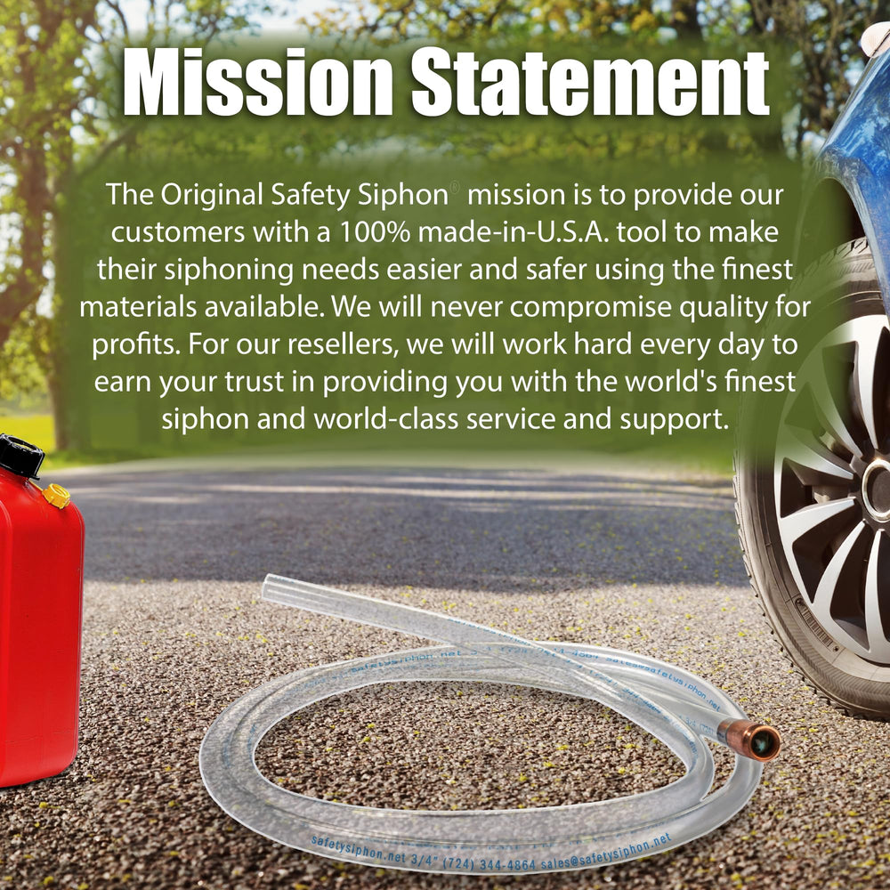 The Original Safety Siphon in use on a boat or mower demonstrates versatility.