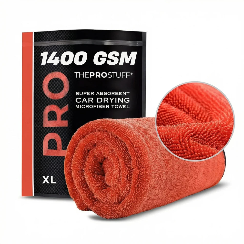 The Pro Stuff Car Drying Towel 1400 GSM shows high absorbency for fast drying.