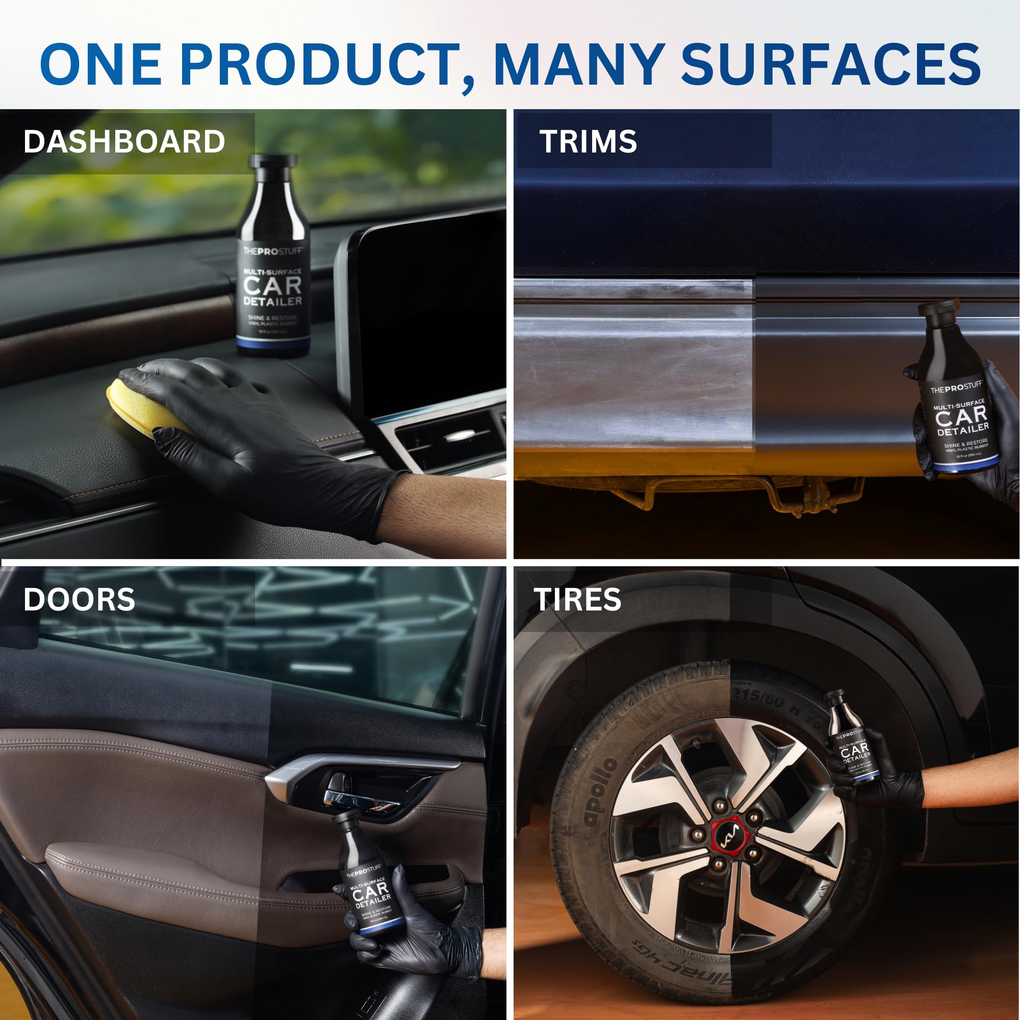 Long-lasting shine on car plastics from The Pro Stuff formula.