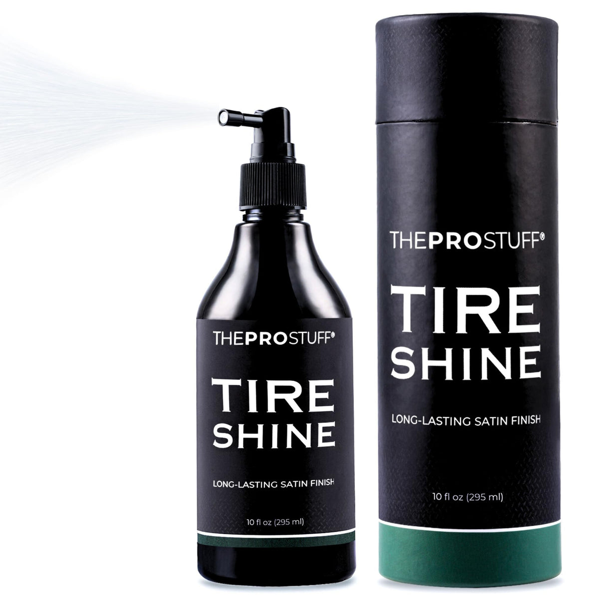 The Pro Stuff Car Tire Shine Spray delivers a satin finish on tire sidewalls for a refreshed look.