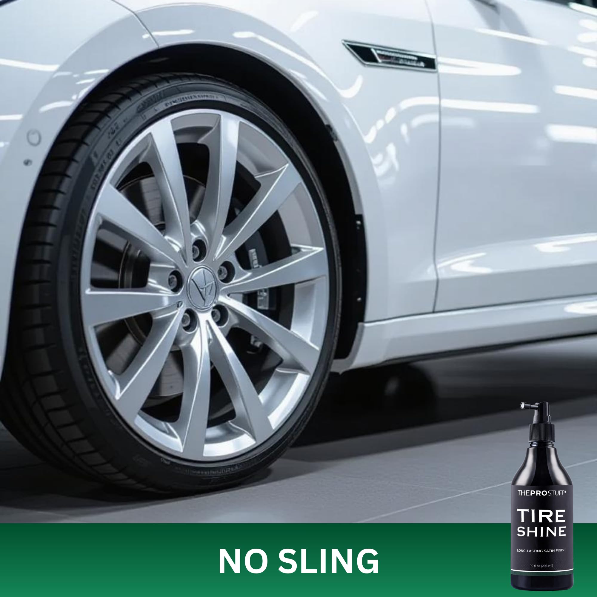 The Pro Stuff dye-free formula delivers a clean, neutral tire finish.