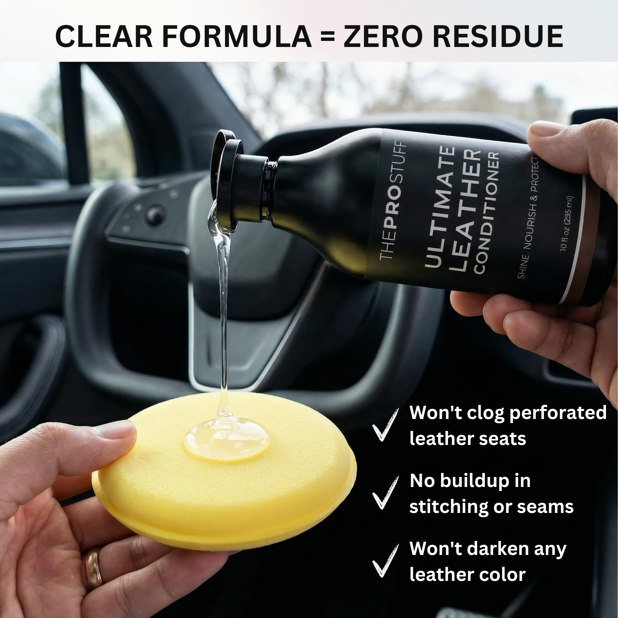 The Pro Stuff Leather Conditioner on jacket leather for flexible feel