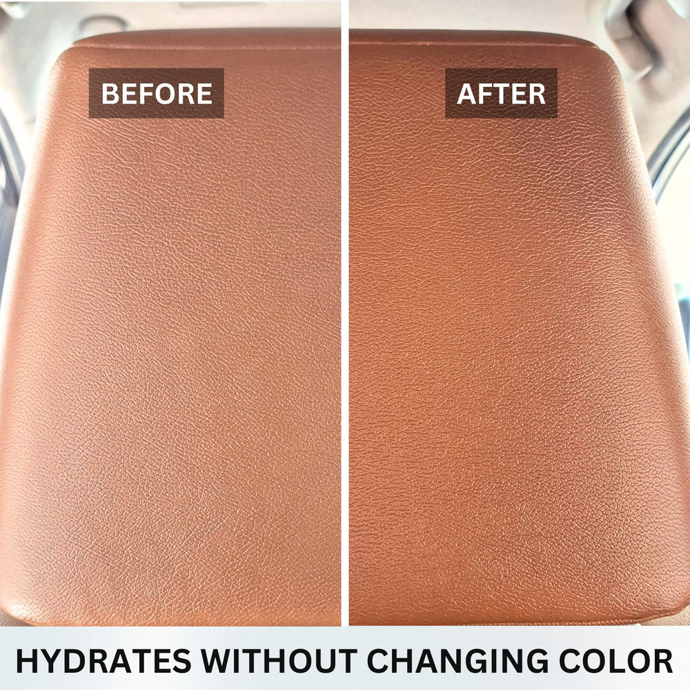 The Pro Stuff Ultimate Leather Conditioner no-residue finish on treated leather