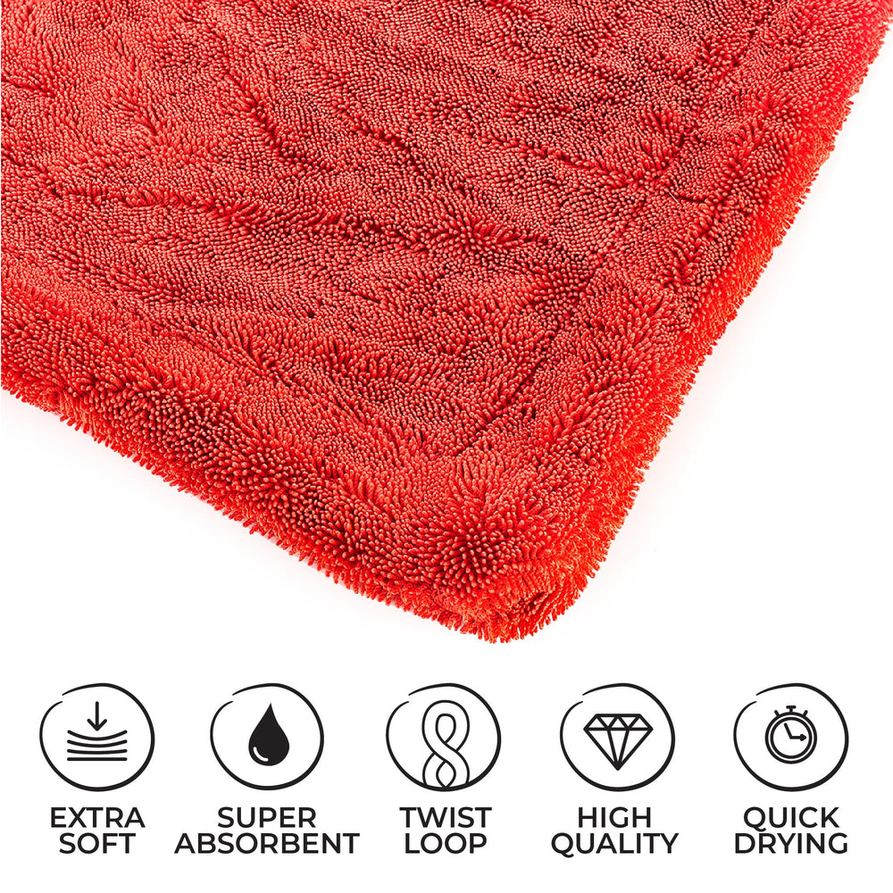 The Rag Company 1500 heavy-duty car drying towel in use on a fleet vehicle