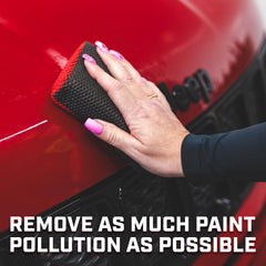 The Rag Company Reset Clay Scrubber on a car surface during dedicated cleanup.