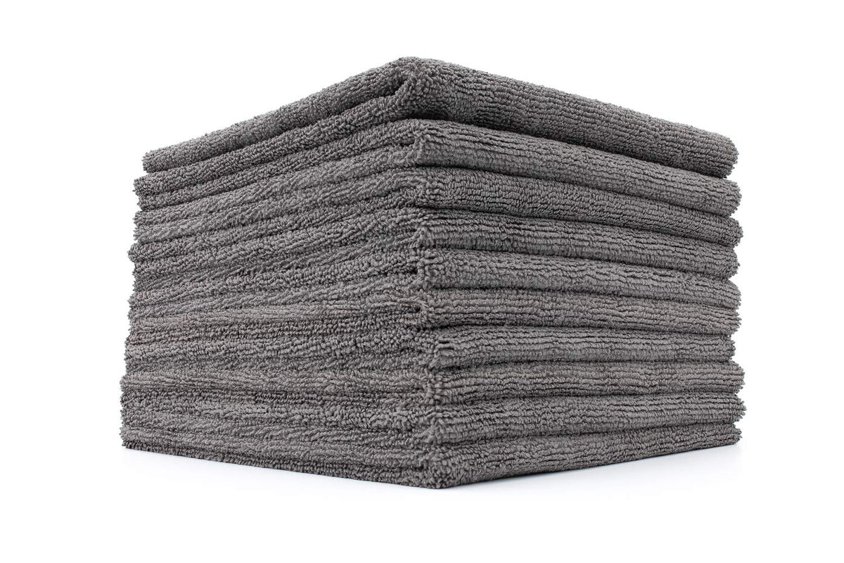 The Rag Company The Miner edge-less towel 16x16 in gray for safe scratch-free polishing.