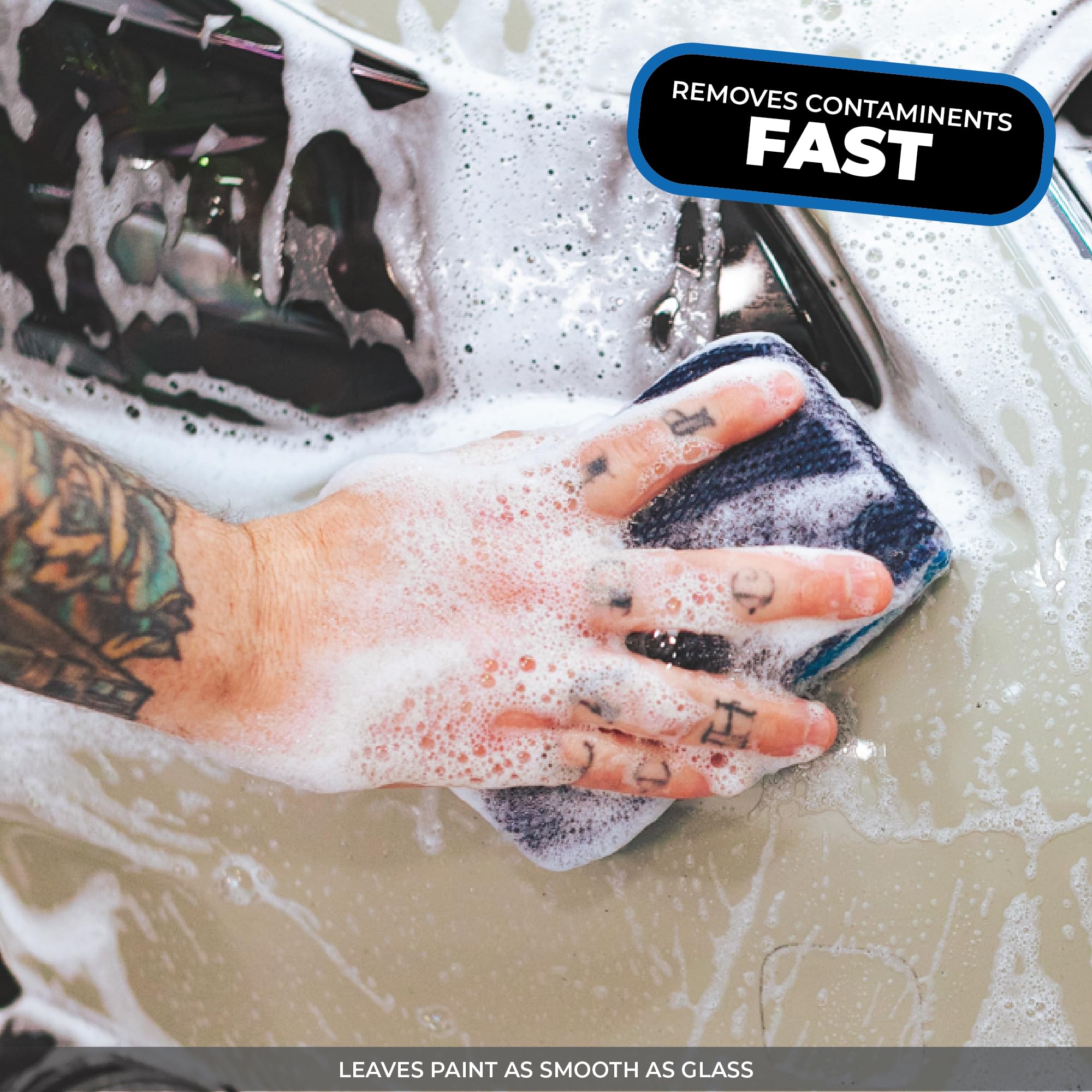 The clay side of The Rag Company Ultra Clay Scrubber pulls embedded contaminants.