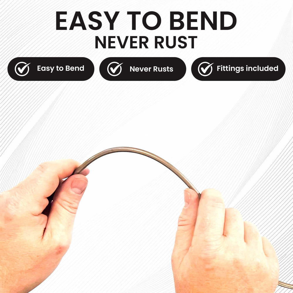 The Stop Shop brake line kit installed in a car with clean routing.
