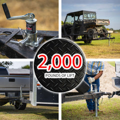 The Ultimate Trailer Jack extended drop leg demonstrates versatile height for uneven surfaces.