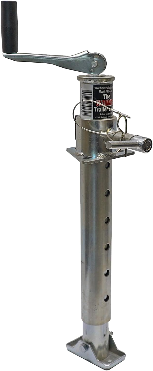 The Ultimate Trailer Jack front view highlights rugged steel build for reliable trailer support.