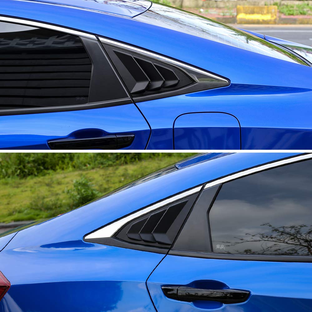 Thenice rear-quarter view emphasizes sleek silhouette with louvers.