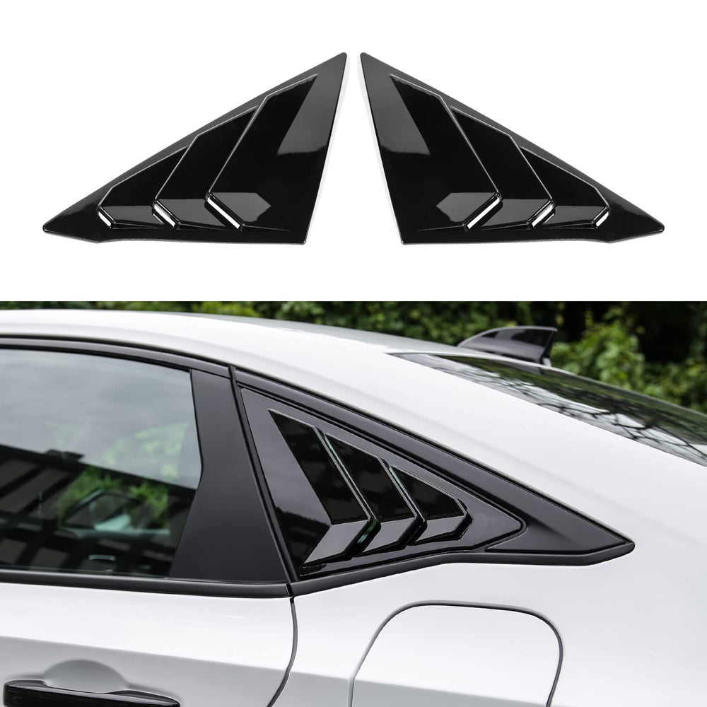 Thenice rear side window louvers for 11th Gen Civic add sporty piano-black styling.