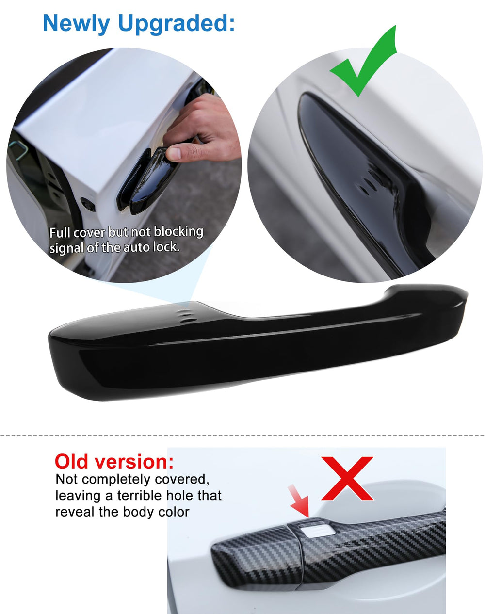 Thenice Civic 11th gen door handle cover with piano black finish, scratch protection.