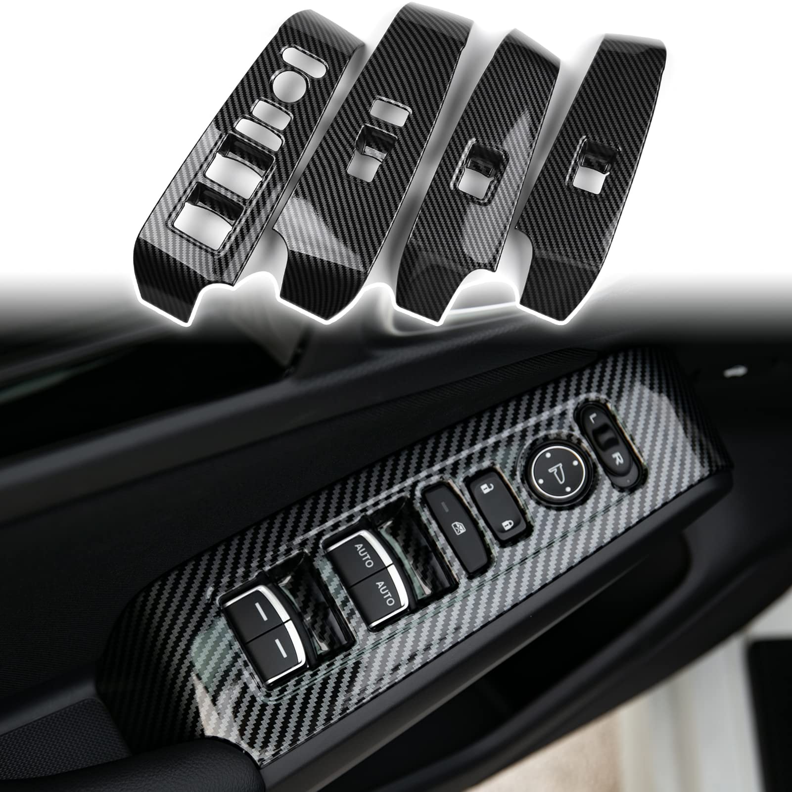 Thenice window control panel cover for Honda Civic with carbon fiber finish enhances interior styling